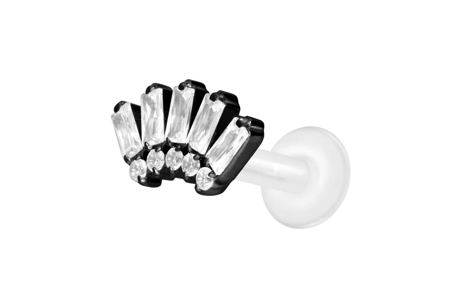 PTFE Labret Piercing mit Innengewinde + Titan-Aufsatz 10 EINGEFASSTE KRISTALLE